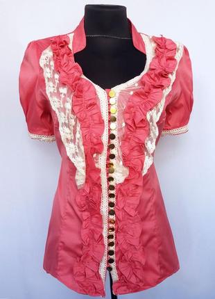 Суперцена. стильная блузка рубашка, отделка кружевом. новая, р. 46-501 фото