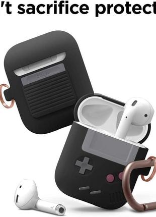Чехол elago aw5 с брелоком для apple airpods 2 и 1, классический дизайн для видеоигр, черный3 фото