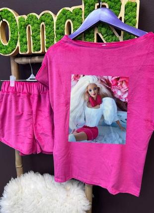 Детская велюровая пижама для девочки. пижама шорты и футболка для девочки