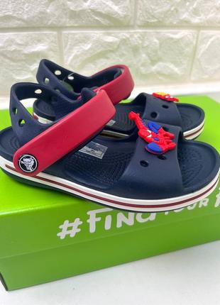 Детские сандалии crocs crocband sandal kids navy/red cиние