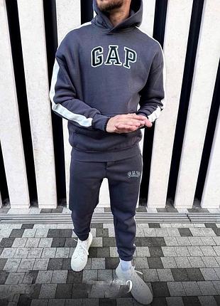 Костюм мужской худи с капюшоном карманы кенгуру рукав и низ манжет качественный накат штаны на резинке карманы манжеты лампасы ткань трехнить на флисе