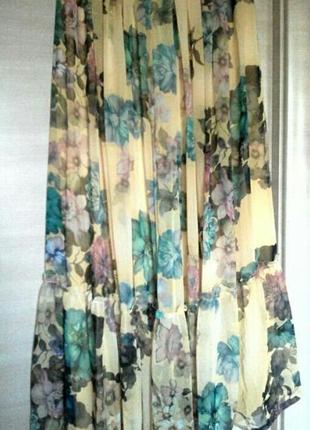Шикарная испанская шифоновая юбка в пол с рюшем2 фото