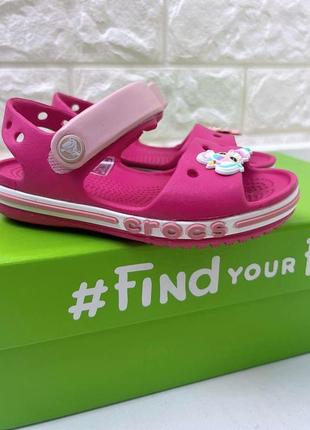 Детские санлали crocs bayaband sandal kids candy/pink розовые