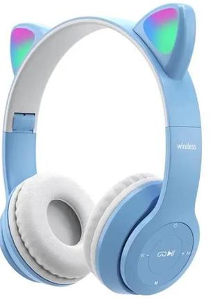 Навушники bluetooth вушки catear p47m led бездротові rgb сині