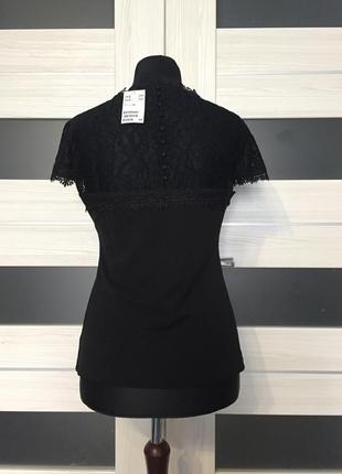 Футболка черная блуза с гипюром h&amp;m6 фото