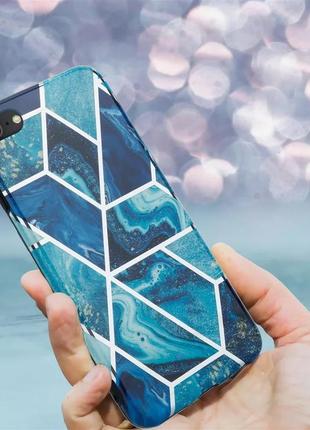 Чехол cadorabo для apple iphone 13 2020 в цвете blue wave marble no. 13 - силиконовый чехол тпу с