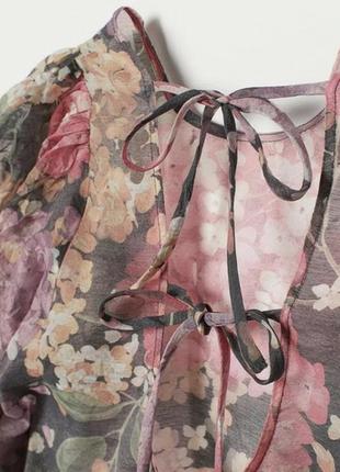 H&m блуза в цветочный принт с органзы7 фото