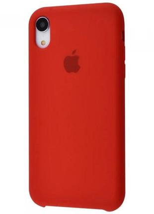 Силиконовый чехол apple silicone case  для iphone xr красный  с открытым низом