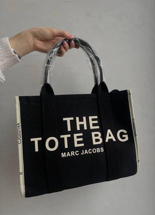 Женская сумка marc jacobs tote textil black черная6 фото