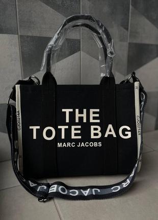 Жіноча сумка marc jacobs tote textil black чорна8 фото