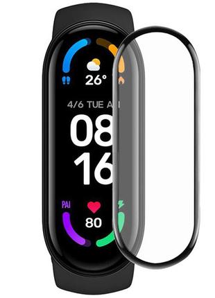 Полимерная защитная пленка на xiaomi mi band 6 черный полимерная защитная пленка на сяоми ми бенд 6