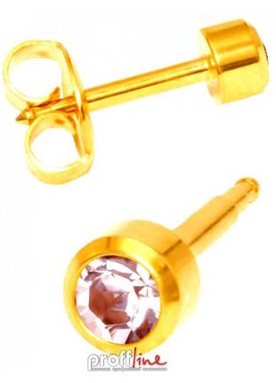Сережки caflon олександрит у золотій оправі 3 мм (стерильні) (арт. yb6r)