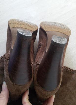 Замшевые высокие сапоги на каблуке на шнуровке и молнии, 37 размер, инди хиппи сапожки4 фото