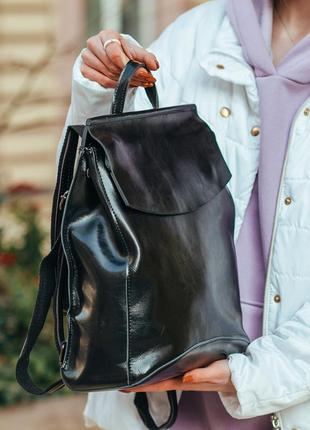Женский кожаный рюкзак небольшого размера jz ns8 черный из натуральной кожи 24х19х128 фото