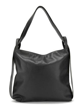 Шкіряна чорна сумка шоппер firenze italy f-it-7620a