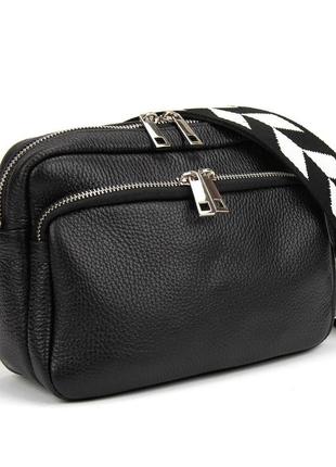 Жіноча шкіряна сумочка з широким ременем firenze italy f-it-9830-1a