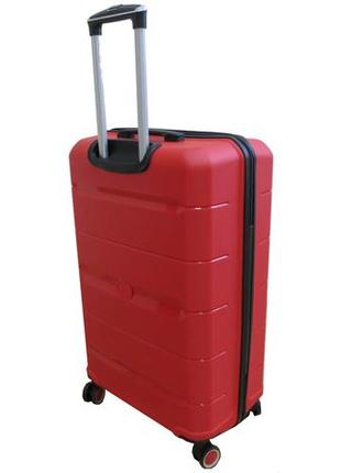 Большой чемодан на колесах из полипропилена 93l my polo, турция красный5 фото