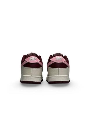 Женские кроссовки найк сб данк nike sb dunk low beige burgundy / низкие вставки бордо / демисезонные / модные стильные / весенние, летние, осенние/6 фото