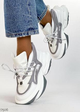 Стильные женские массивные кроссовки в белом цвете 😍😍3 фото