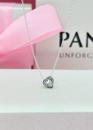 Серебряное ожерелье пандора искренние чувства pandora silver s925 ale колье подвеска сердечко сердце кулон белое2 фото