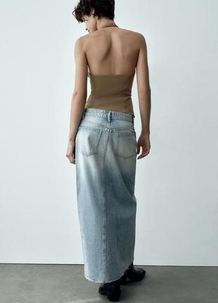 Длинная джинсовая юбка zara3 фото