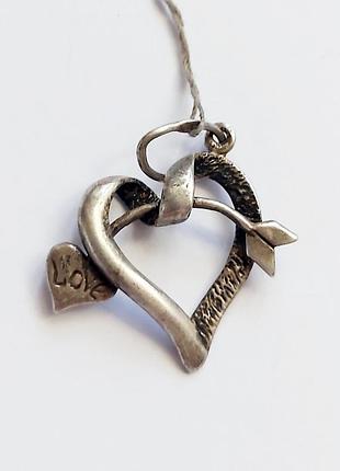 Кулон серебро 925 проба серебряный сердечко новый