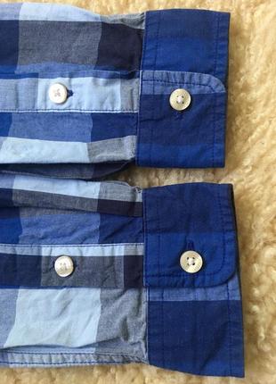 Рубашка стильная для мальчика в клетку сине- голубая рубашка от tommy hilfiger 12-14 лет6 фото
