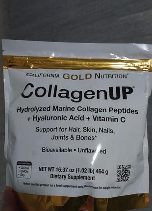Collagenup, гідролізовані пептиди морського колагену з гіалуроновою кислотою та вітаміном c, без ароматизаторів, 464 г