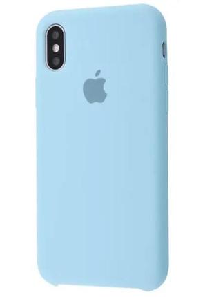 Силиконовый чехол apple silicone  для iphone х/xs голубой с открытым низом1 фото