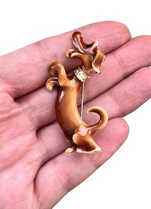 Эмалированная брошь-подвеска животного собаки такса коричневая brbf1125763 фото