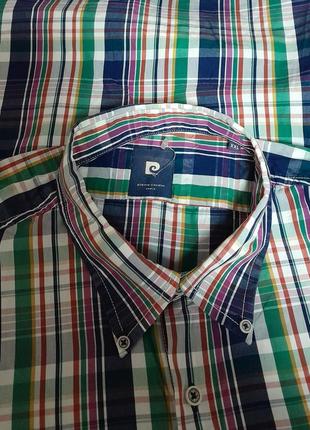 Яркая хлопковая рубашка в разноцветную полоску pierre cardin paris, 💯 оригинал5 фото