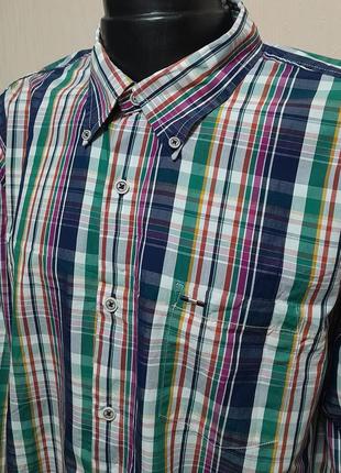 Яркая хлопковая рубашка в разноцветную полоску pierre cardin paris, 💯 оригинал3 фото
