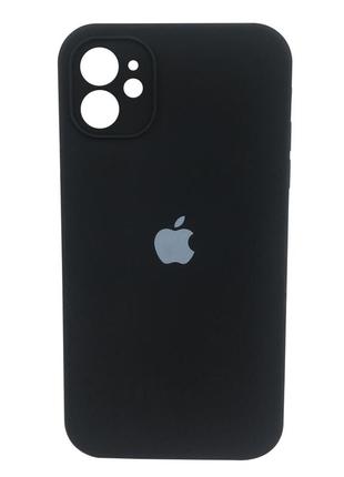 Силиконовый чехол для apple iphone 11 квадратный в стиле 12 c закрытым низом и защитой камеры черный