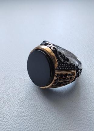 12 розмір 22 мм 
кільце перстень печатка нове чорний камінь нержавіюча сталь5 фото