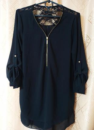 Шикарна блуза блузка з блискавкою і мереживом