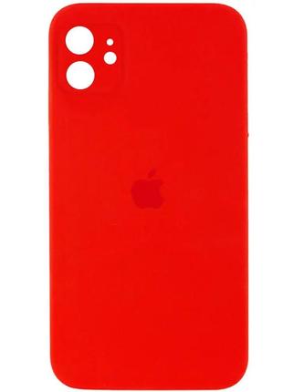 Силиконовый чехол для apple iphone 11 квадратный в стиле 12 c закрытым низом и защитой камеры красный