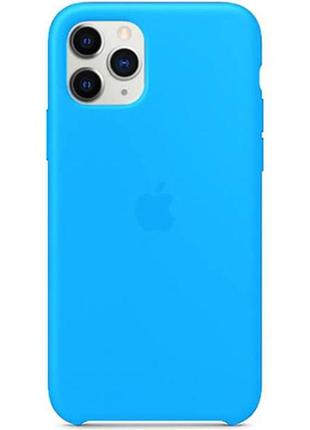 Чехол для iphone 11 pro silicone case силиконовый  голубой с открытым низом1 фото