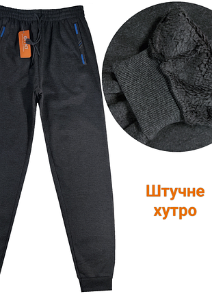 Штани зимовi спортивні чоловічі на штучном хутрі під манжет 48,50,52,54