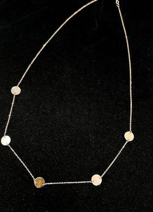 Женское колье золотое с монетами без камней стильное ожерелье из золота цепочка украшена монетками 40-45 см5 фото