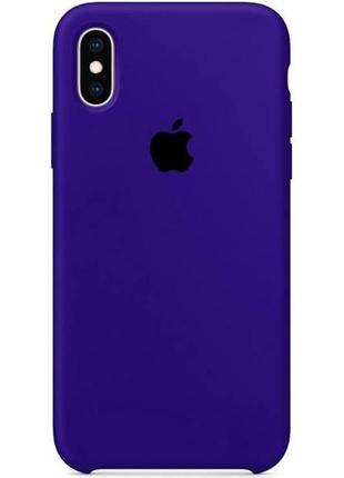 Силиконовый чехол apple silicone для iphone xs max фиолетовый с открытым низом