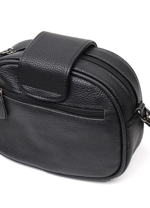Фактурная сумка для женщин из натуральной кожи с тиснением под змею vintage 22354 черная2 фото