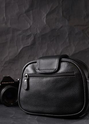 Фактурная сумка для женщин из натуральной кожи с тиснением под змею vintage 22354 черная8 фото