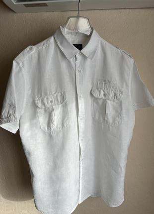Мужская  рубашка короткий рукав, 100% лен3 фото
