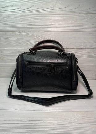 Женская сумка в винтажном стиле декор кисточки цвет черный7 фото