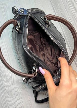 Женская сумка в винтажном стиле декор кисточки цвет черный9 фото