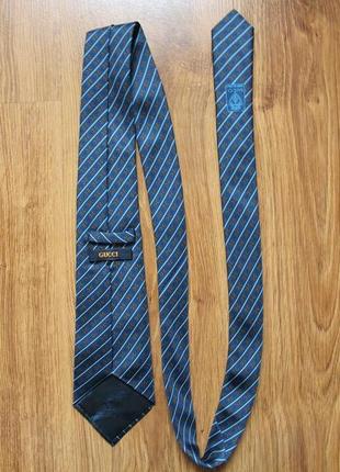 Винтажный дизайнерский галстук краватка шелк ручная работа люкс бренд италия gucci