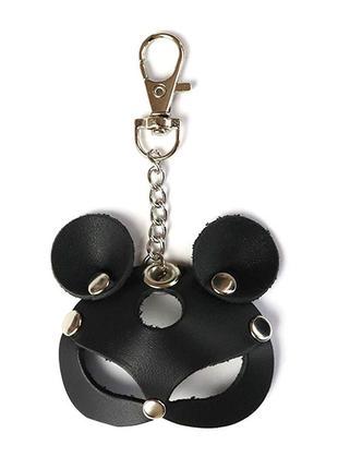 Брелок на карабине для ключей art of sex mouse, черная брелка маска мышки бдсм кожа