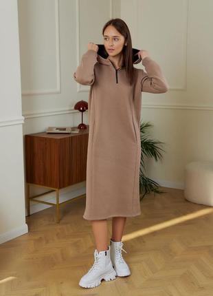 Платье-худи на замке с карманами