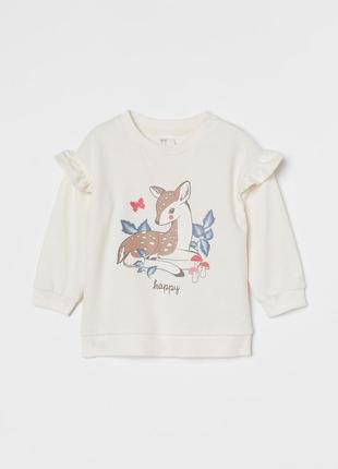 9-12/12-18 м h&m новий фірмовий світшот батнік кофта толстовка для дівчинки олень