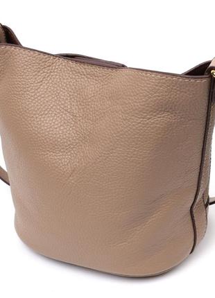 Женская сумка с автономной косметичкой внутри из натуральной кожи vintage 22364 бежевая2 фото